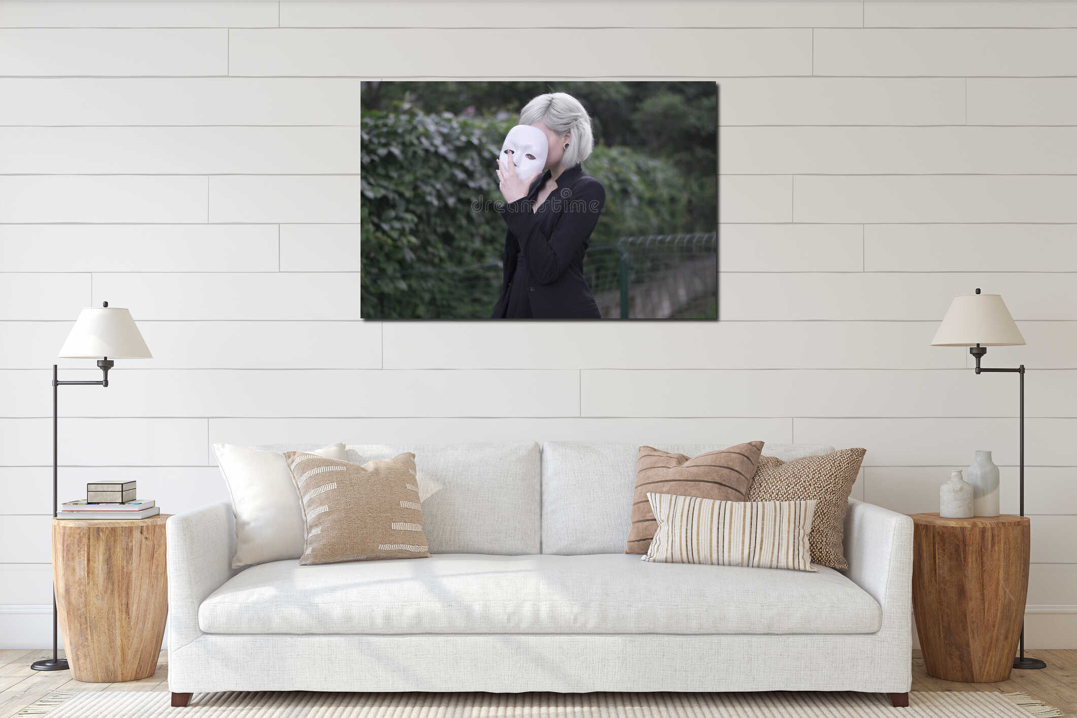 Canvas hanging interior mockup