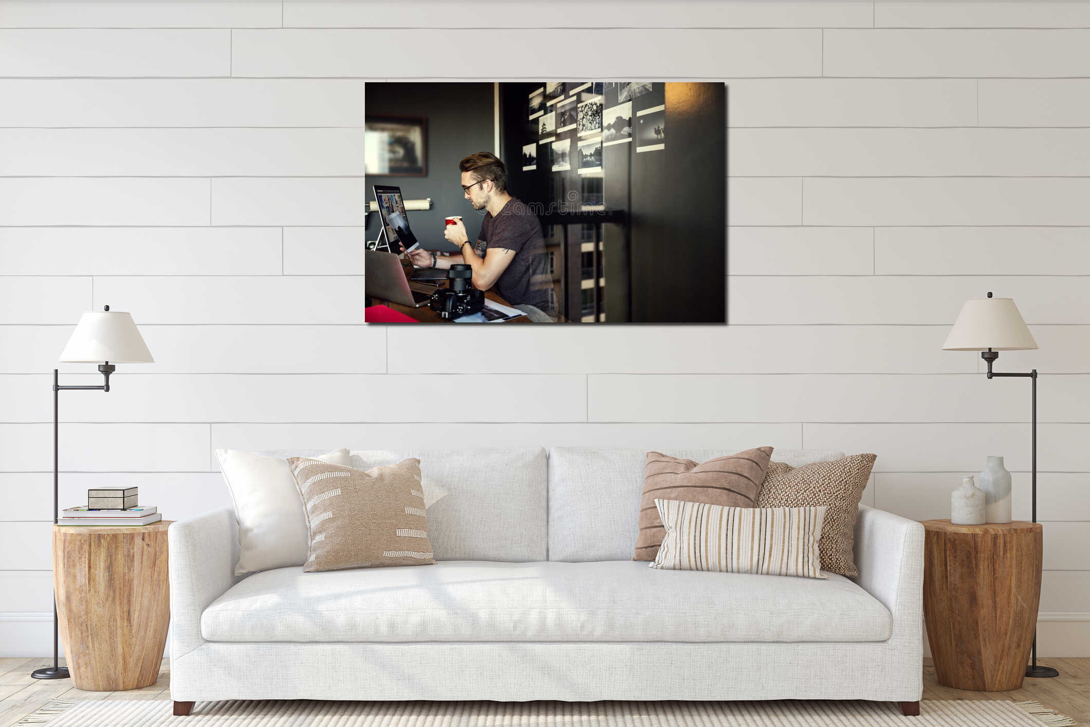 Canvas hanging interior mockup