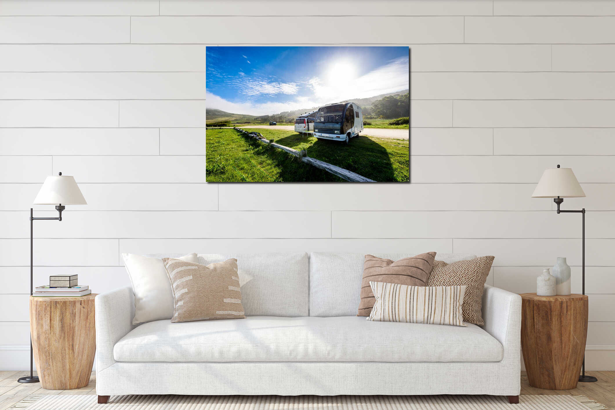 Canvas hanging interior mockup