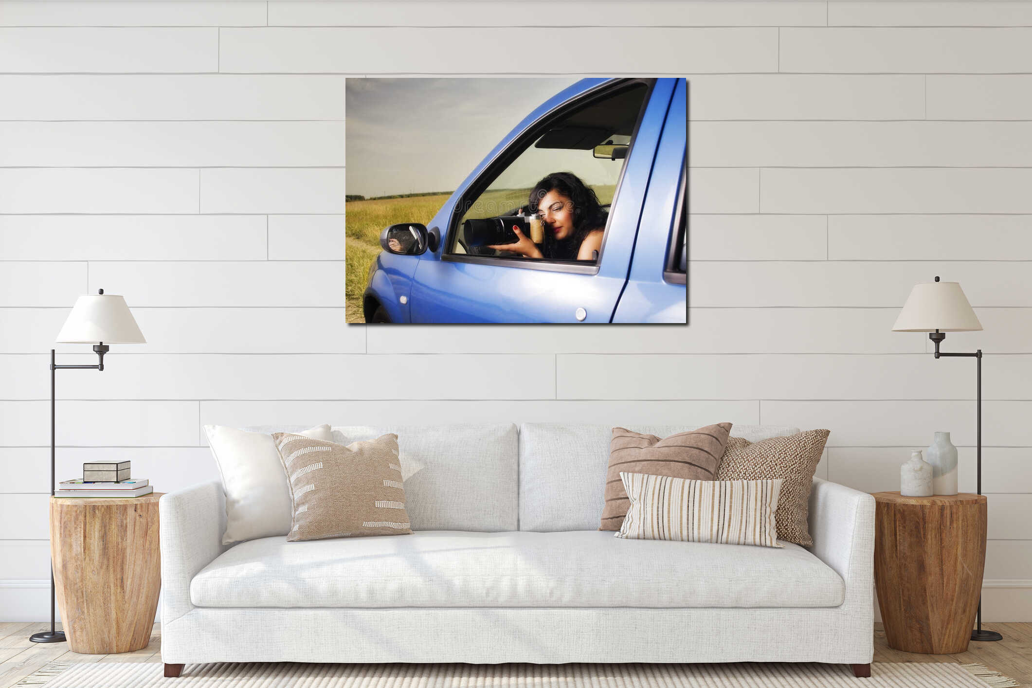 Canvas hanging interior mockup