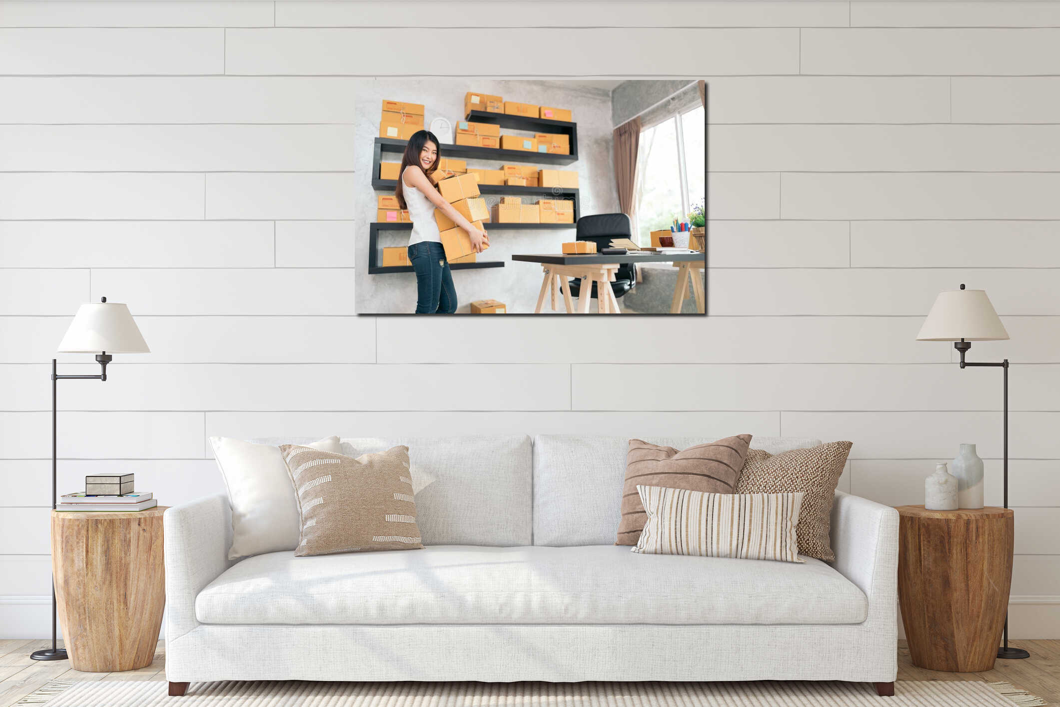Canvas hanging interior mockup