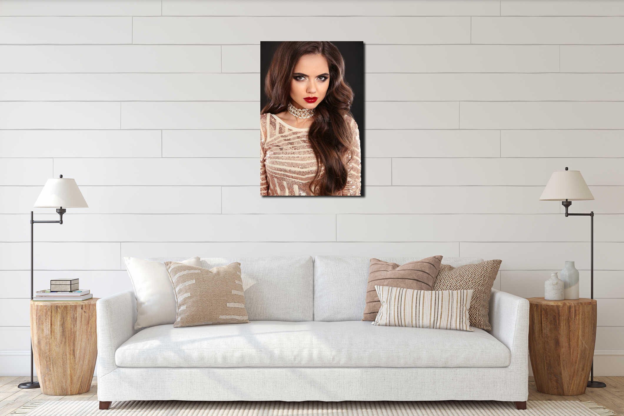 Canvas hanging interior mockup