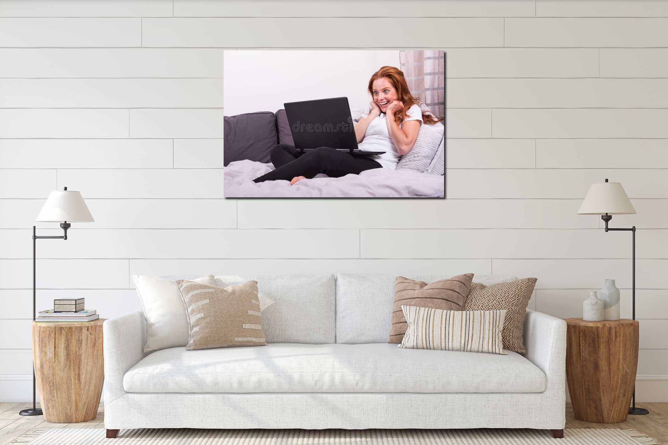 Canvas hanging interior mockup