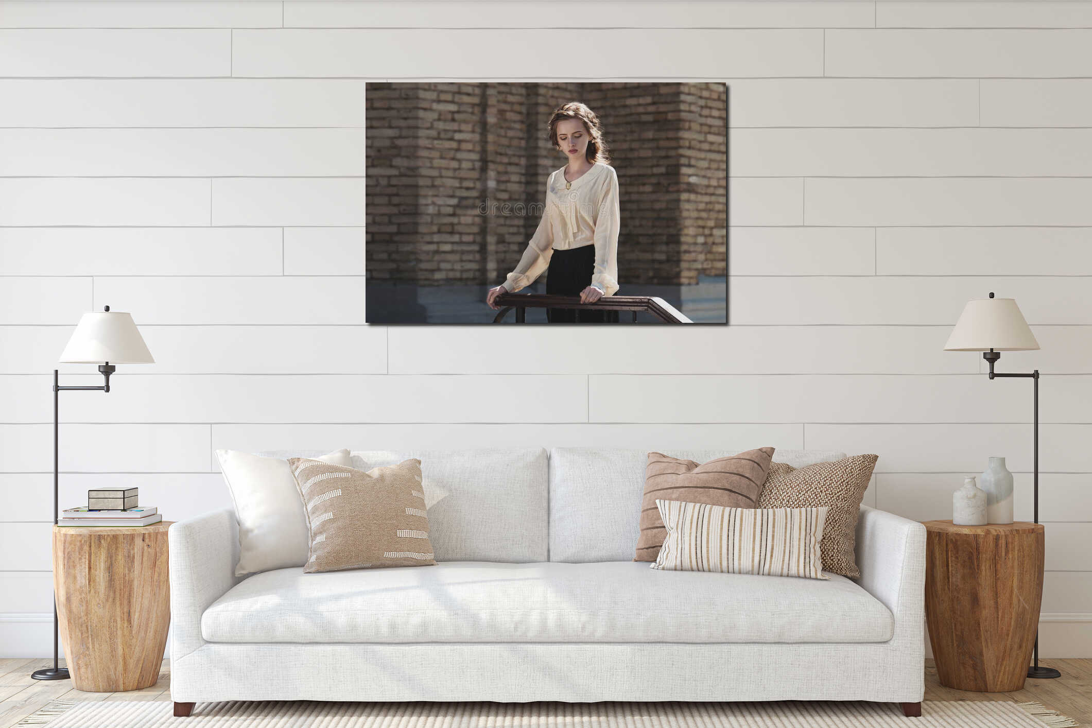 Canvas hanging interior mockup