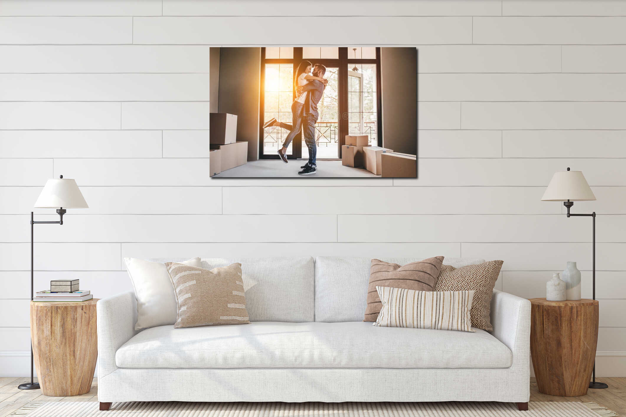 Canvas hanging interior mockup