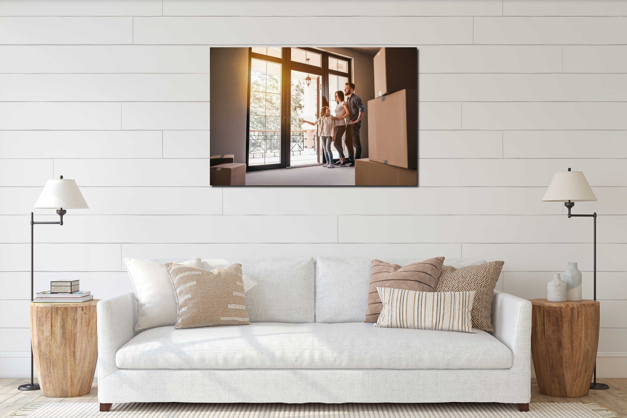 Canvas hanging interior mockup