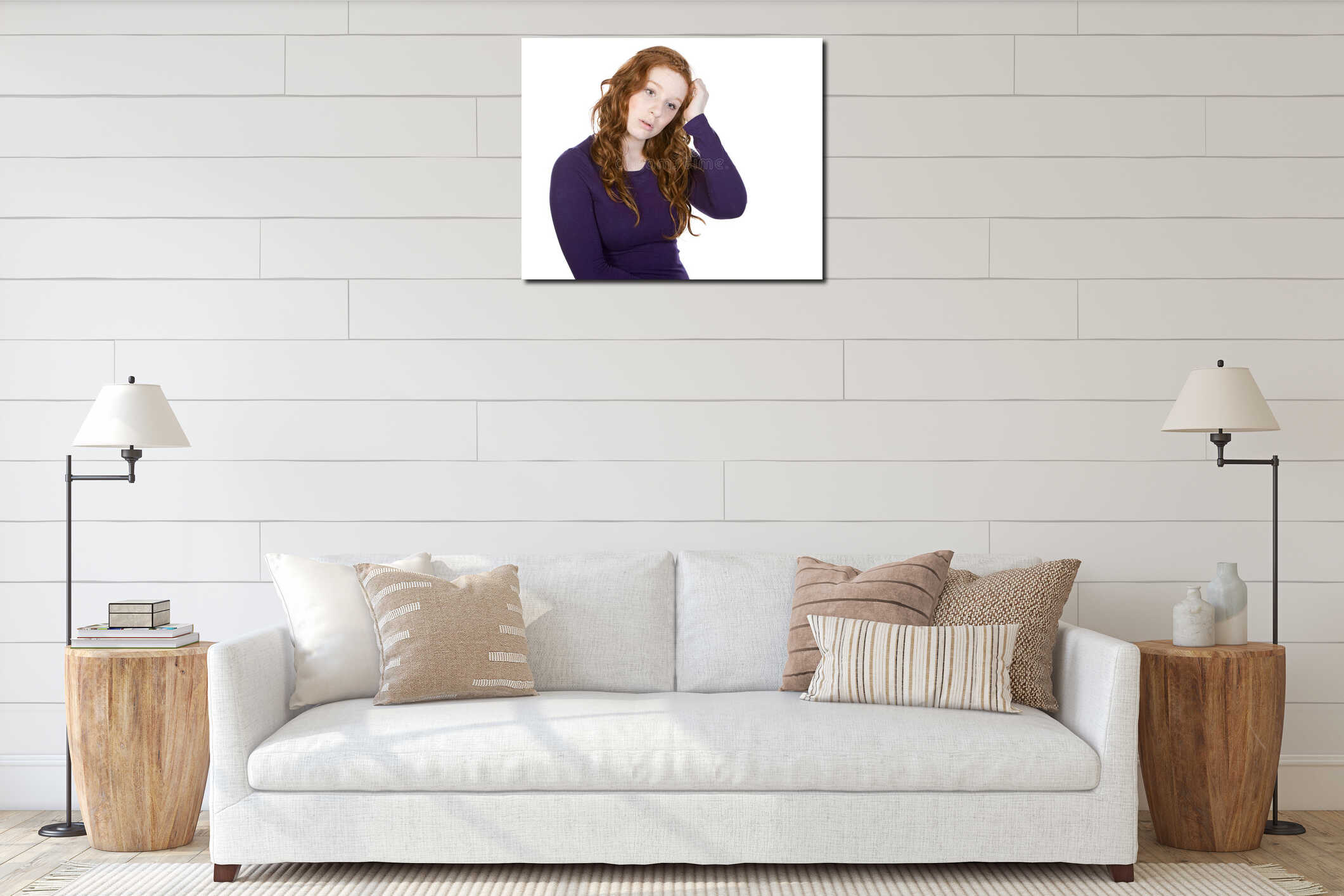 Canvas hanging interior mockup