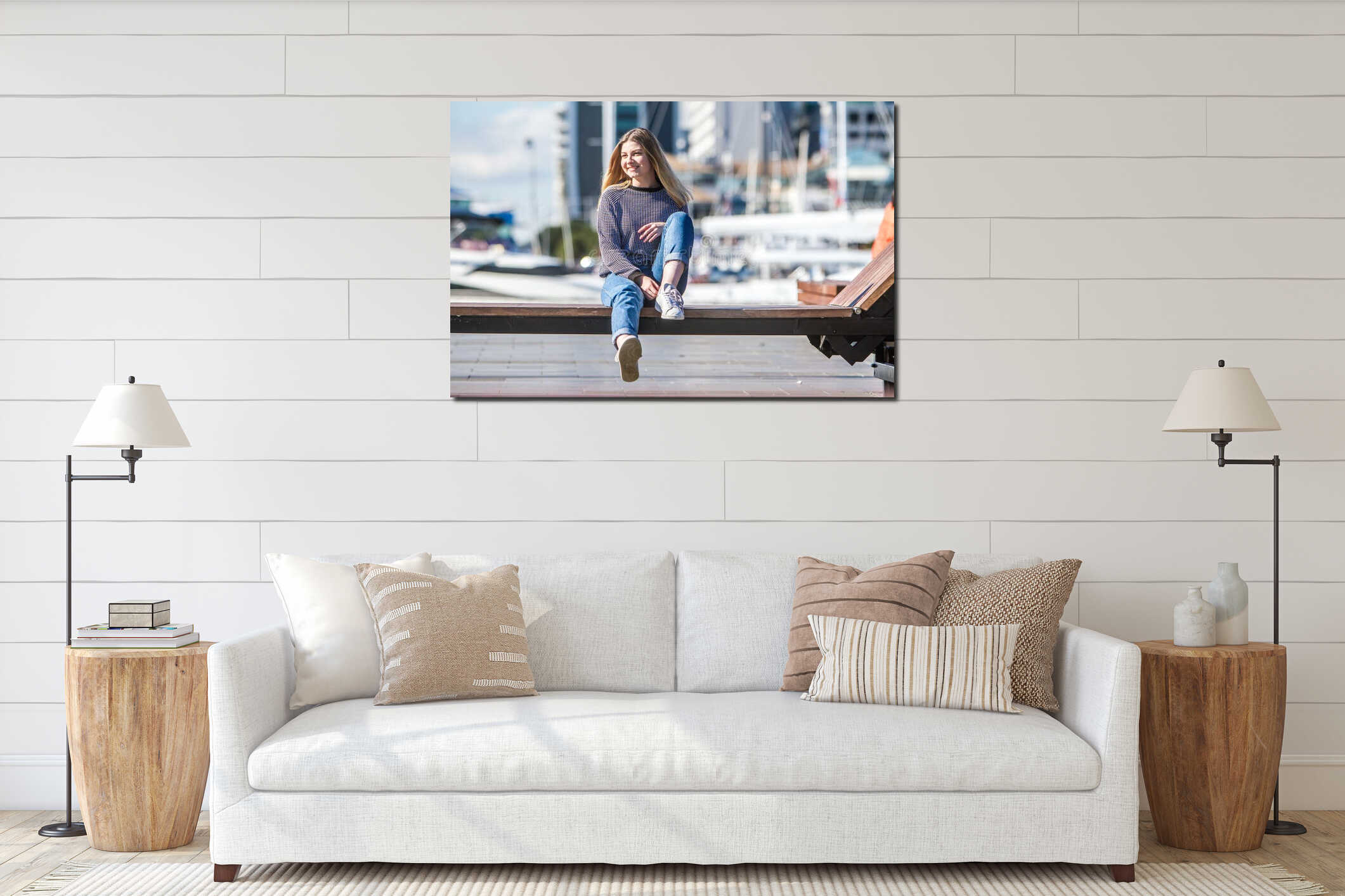 Canvas hanging interior mockup