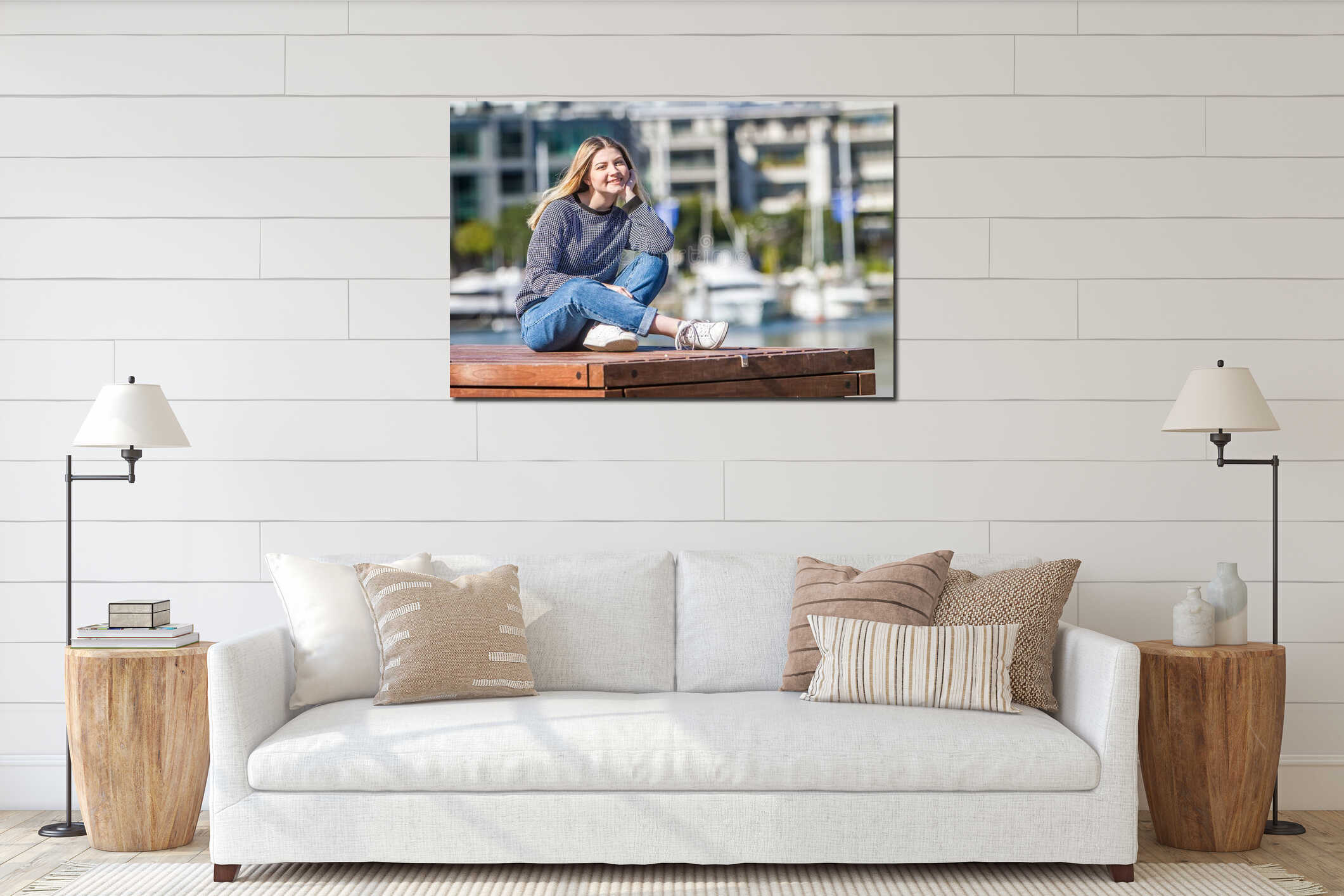 Canvas hanging interior mockup