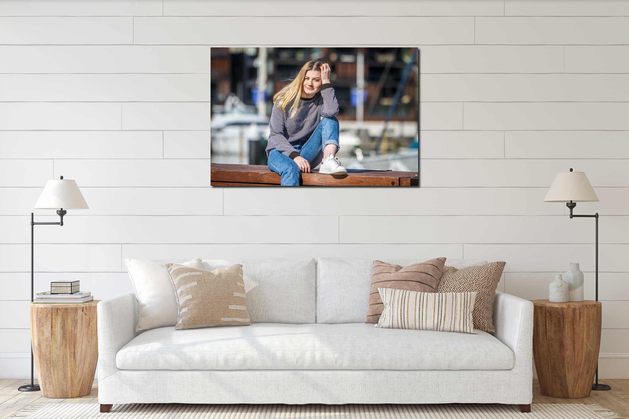 Canvas hanging interior mockup