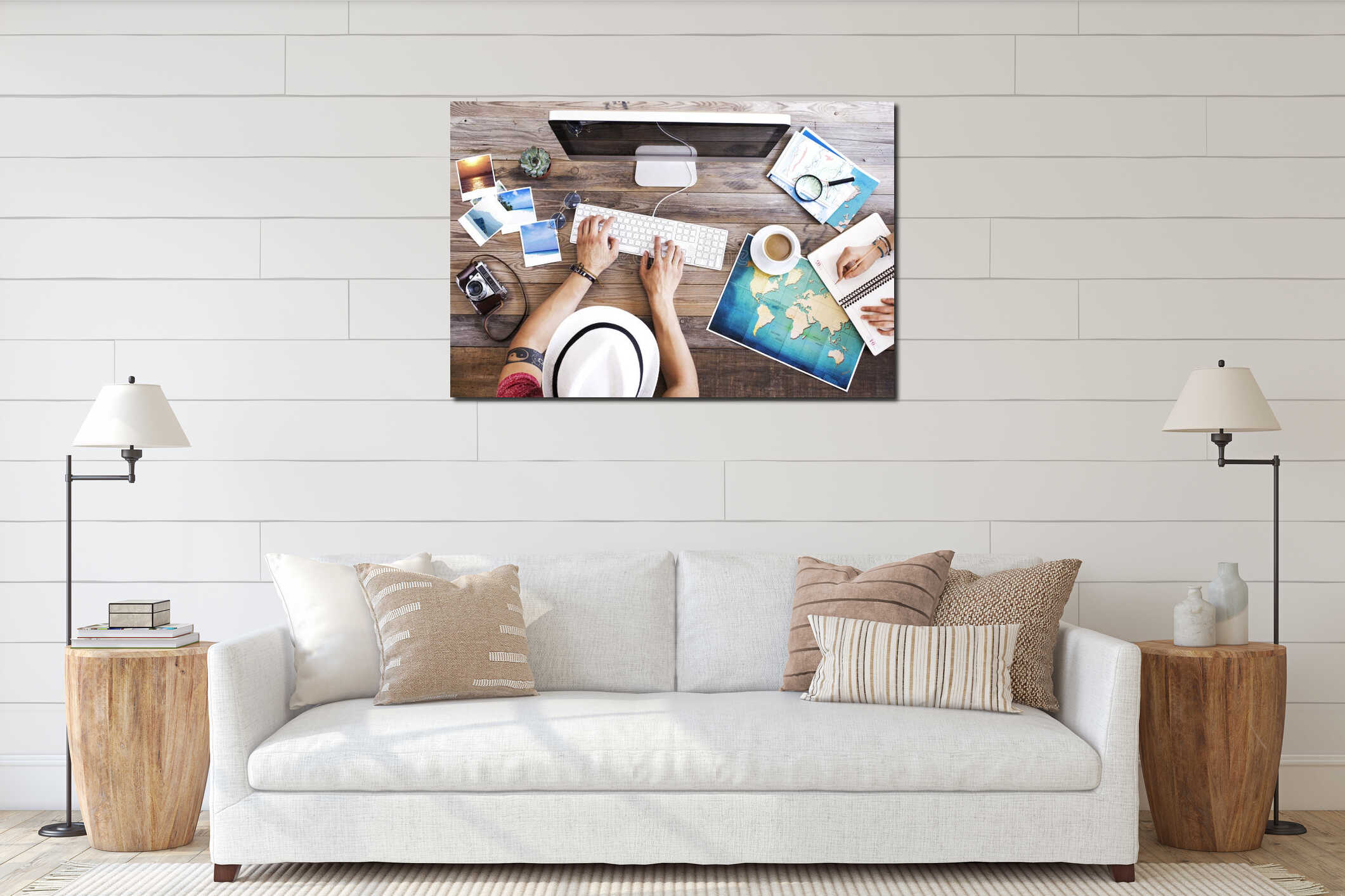 Canvas hanging interior mockup