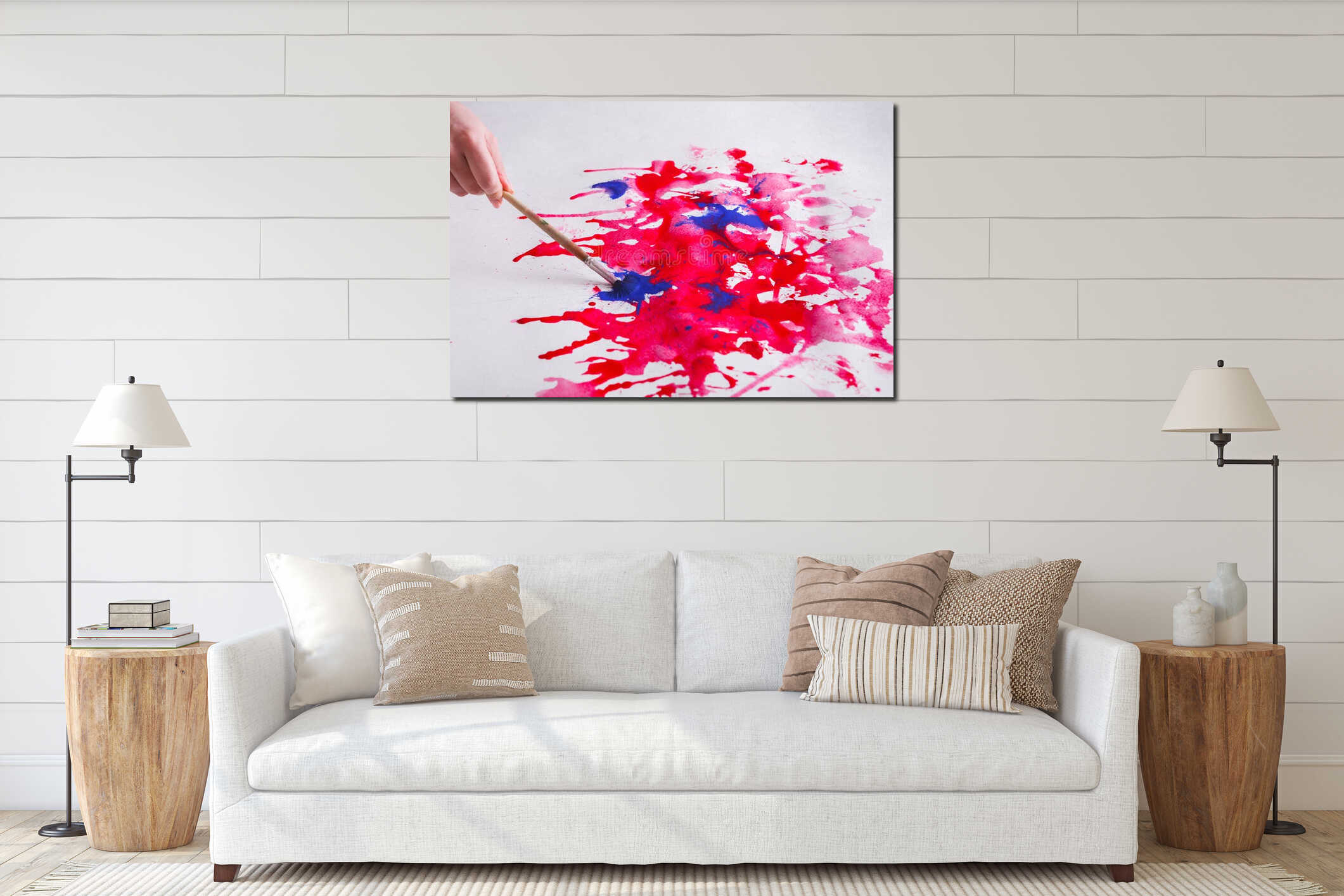 Canvas hanging interior mockup