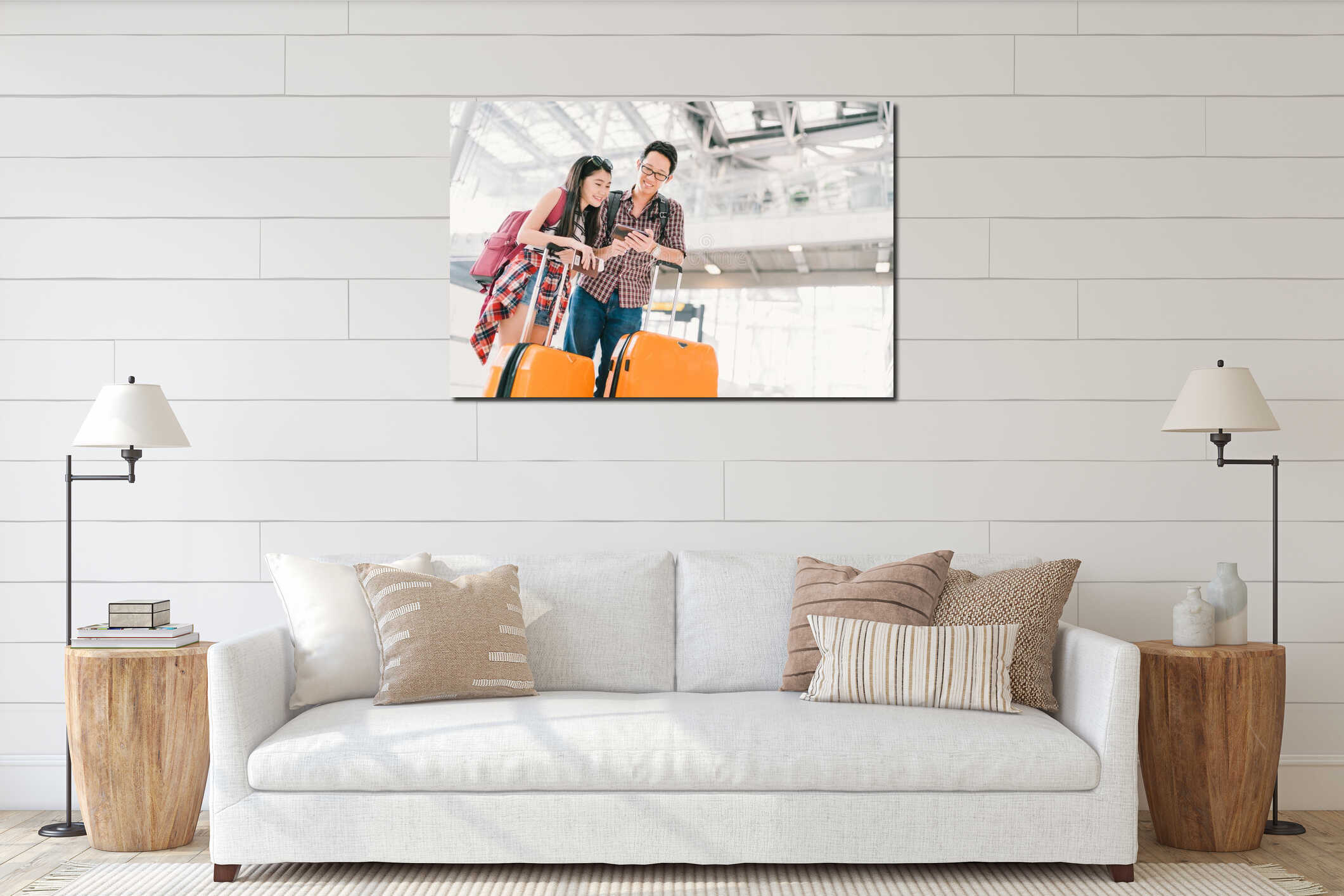 Canvas hanging interior mockup