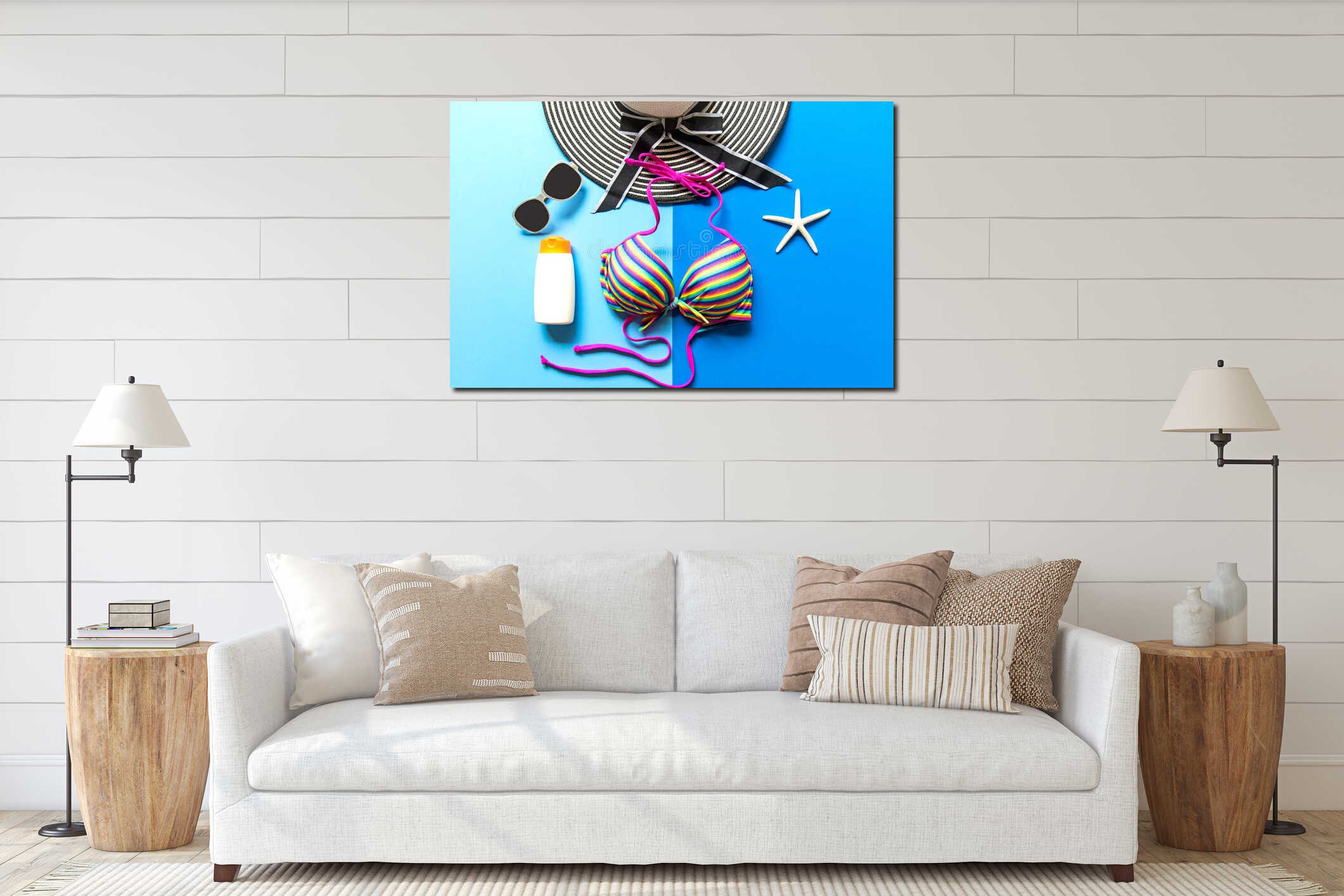 Canvas hanging interior mockup