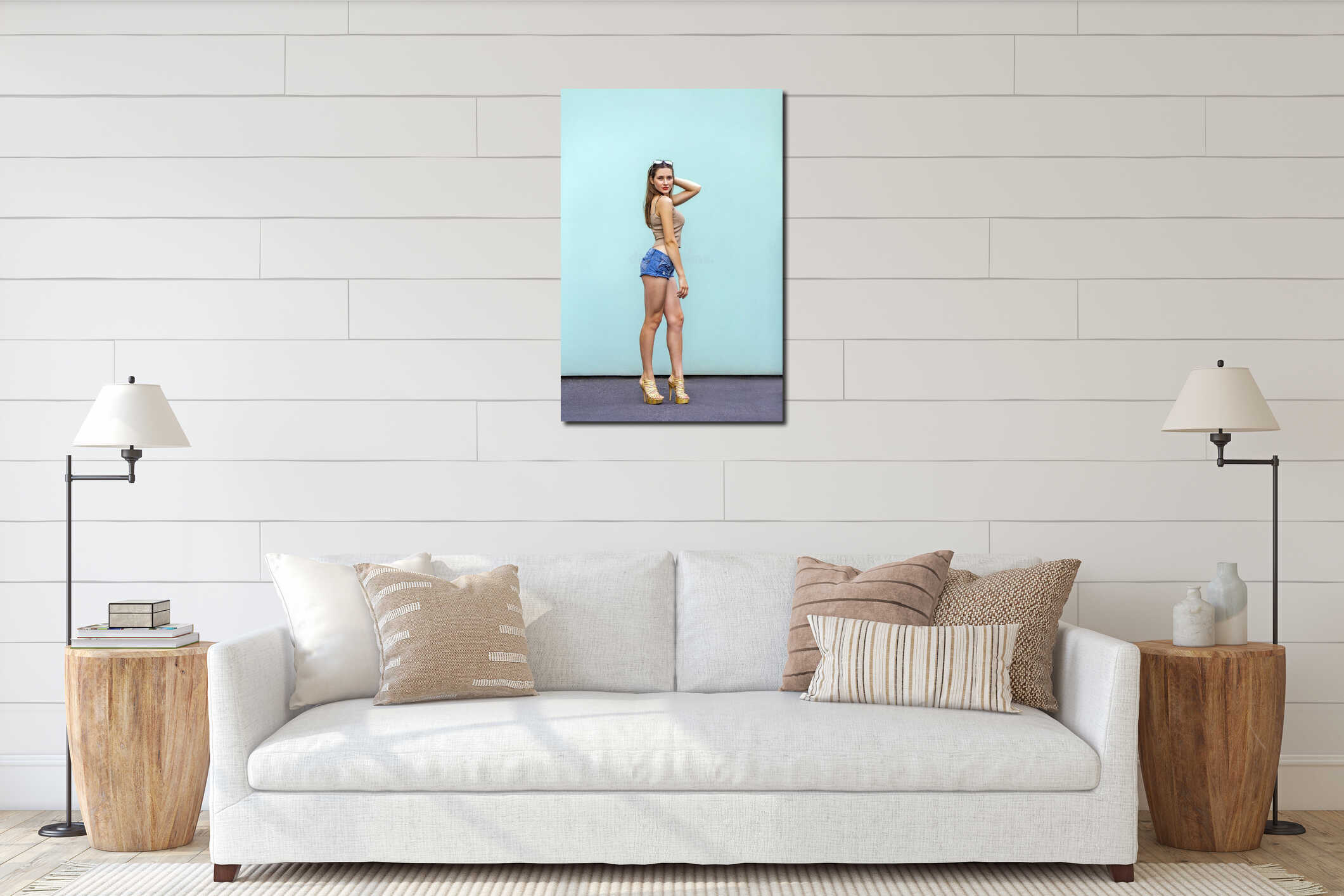 Canvas hanging interior mockup