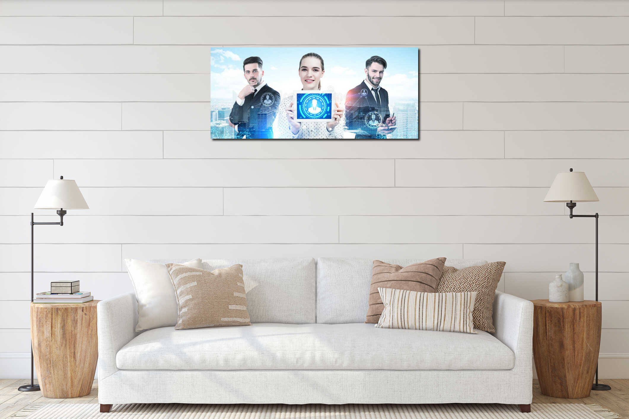 Canvas hanging interior mockup