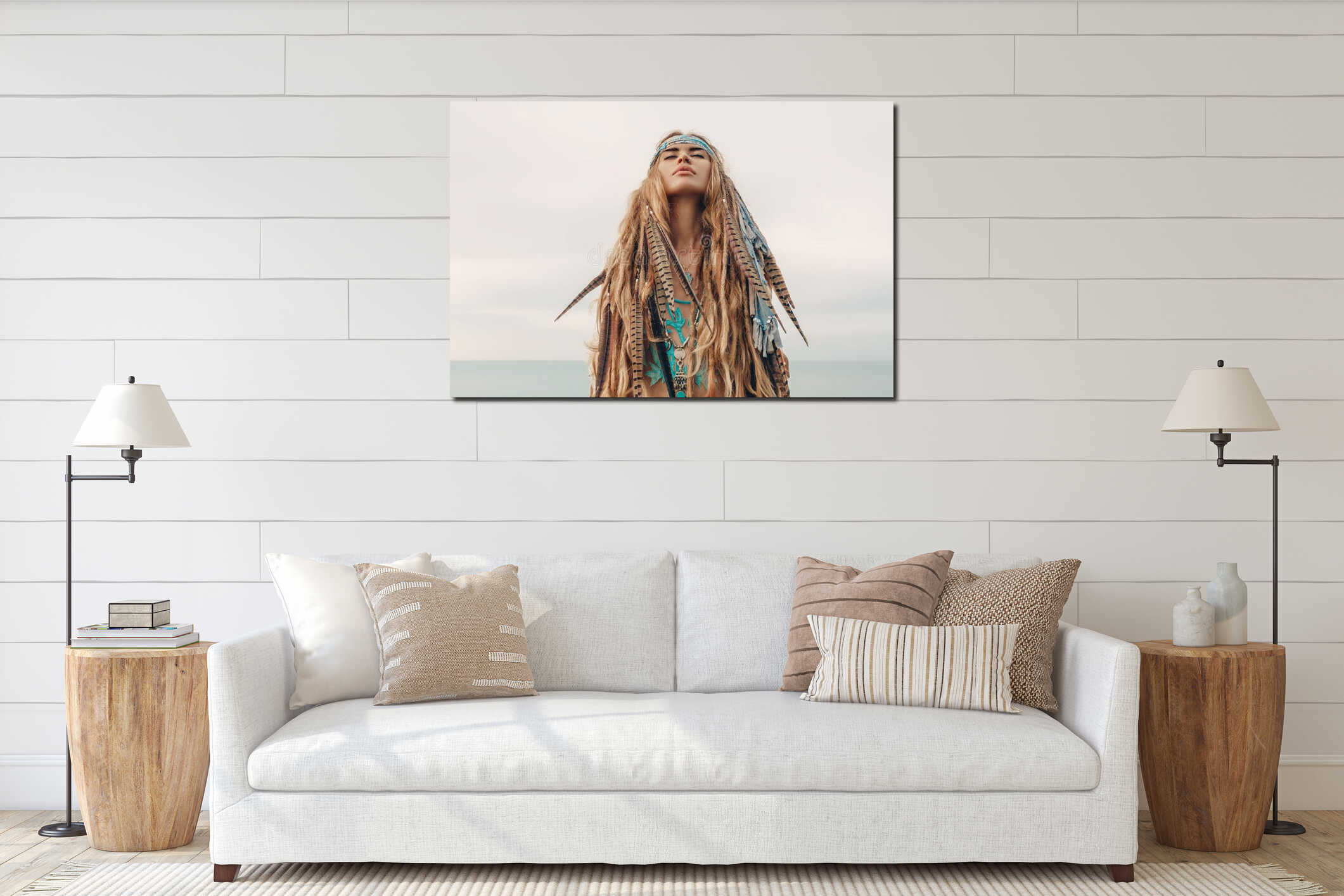 Canvas hanging interior mockup