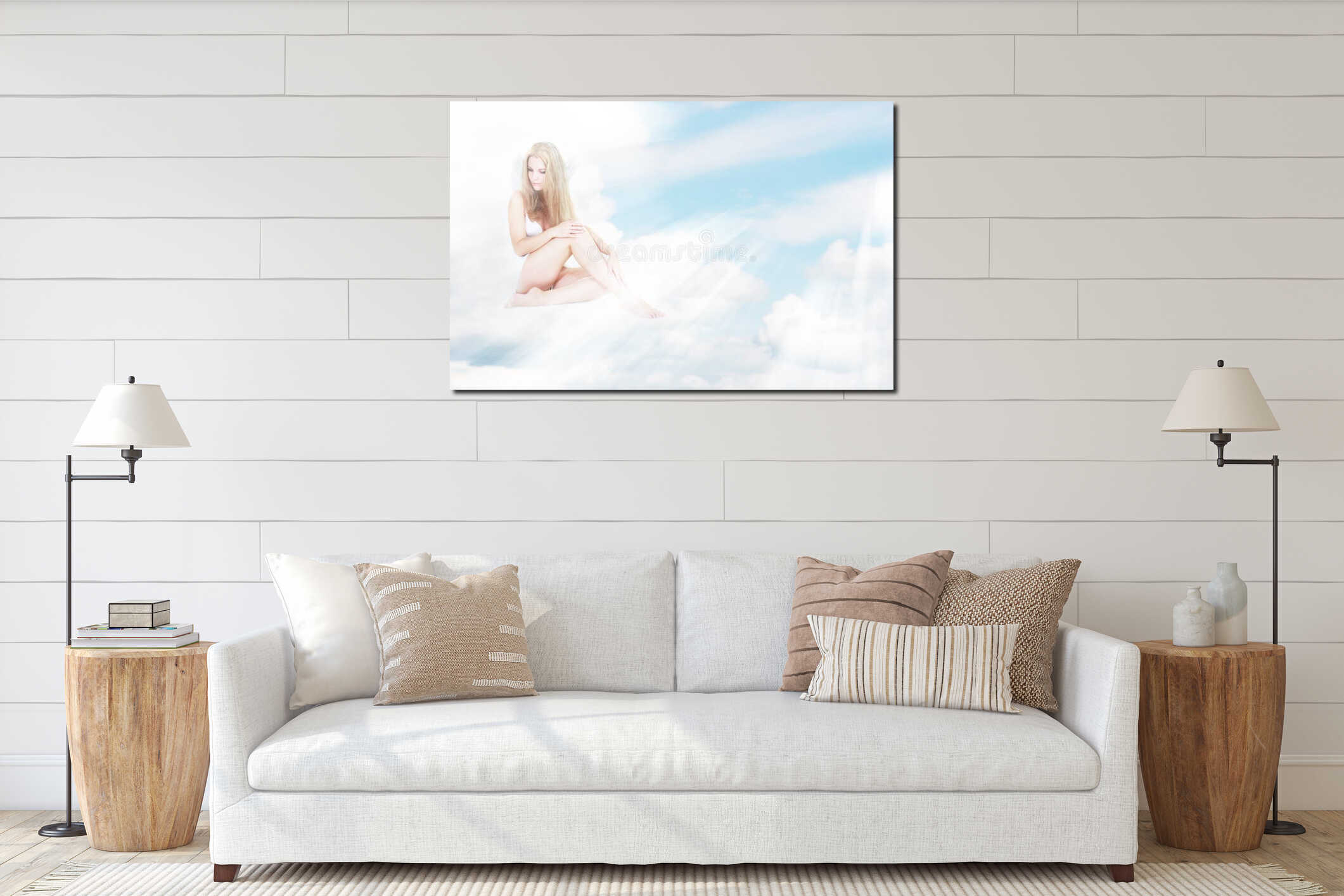 Canvas hanging interior mockup