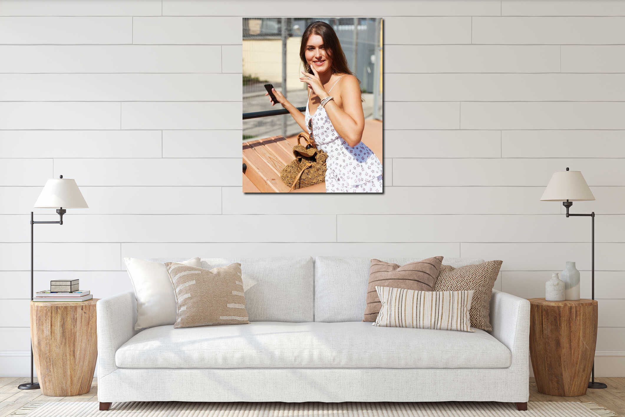 Canvas hanging interior mockup