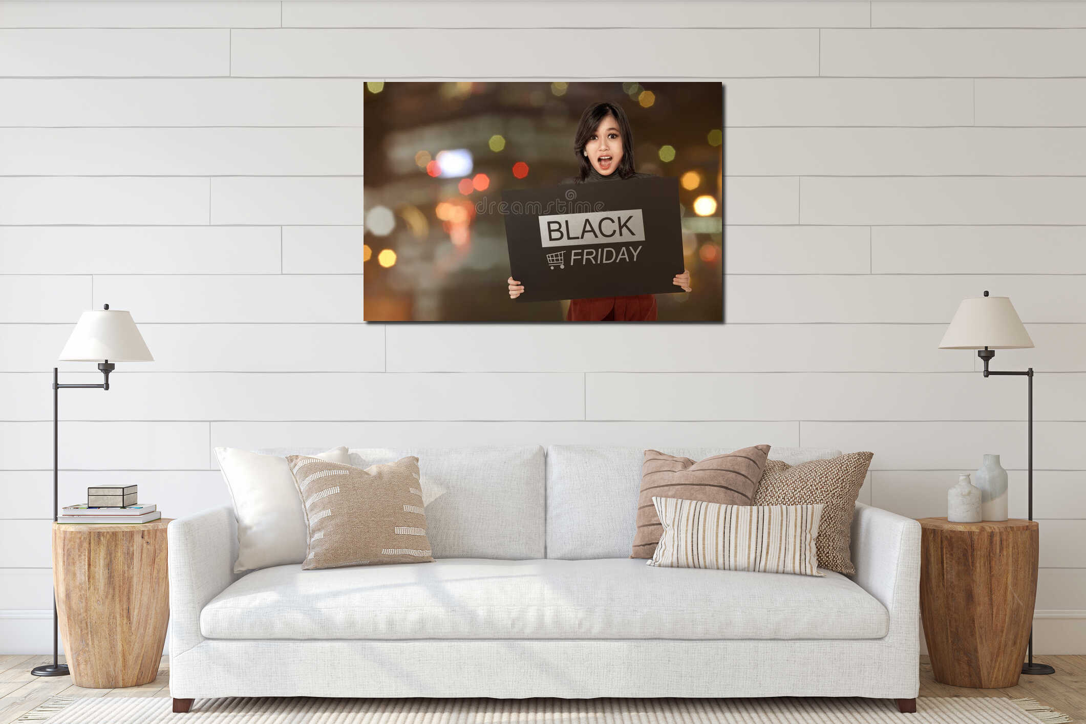 Canvas hanging interior mockup