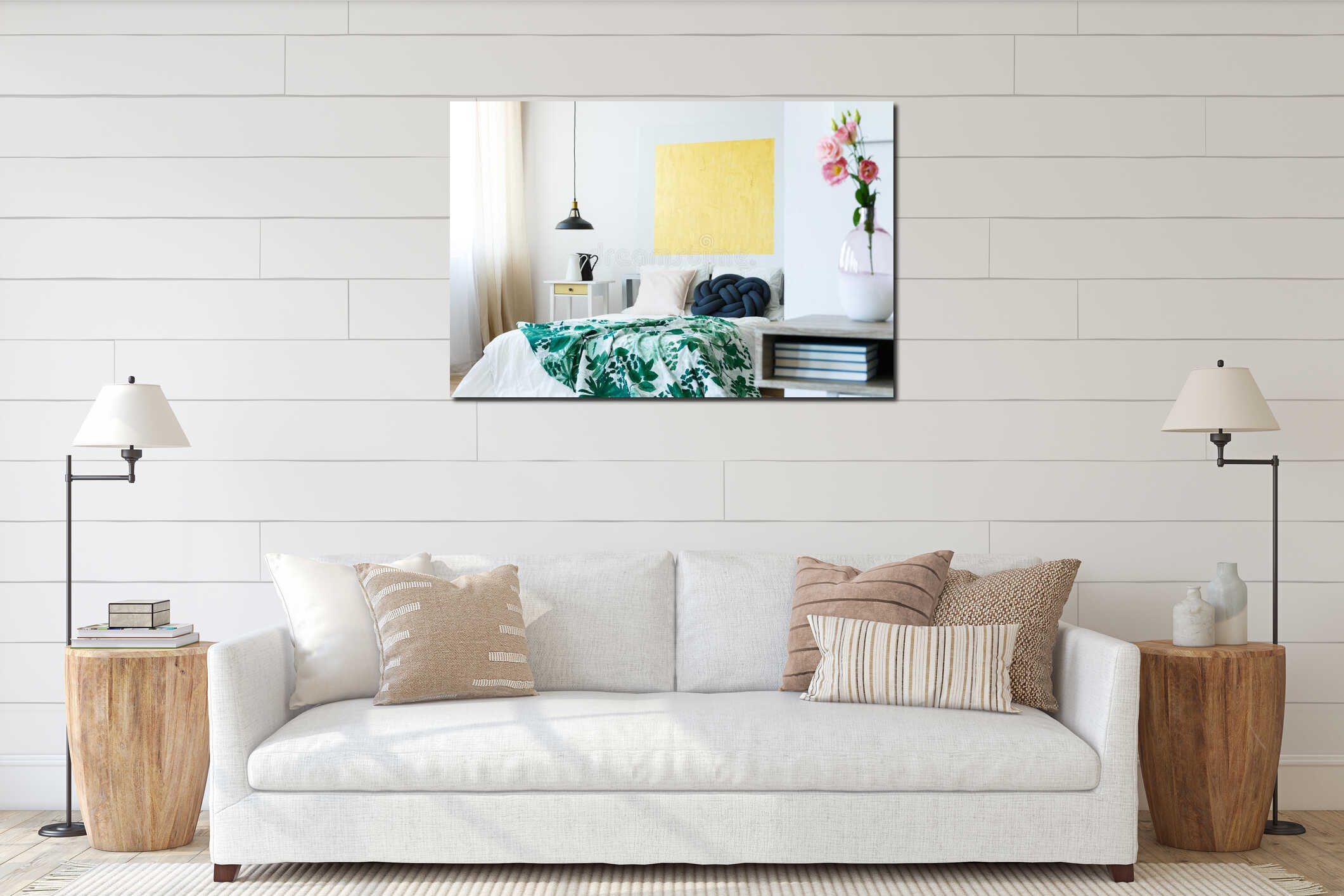 Canvas hanging interior mockup