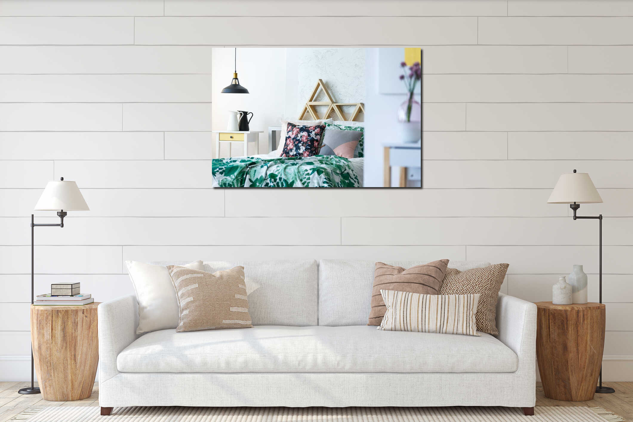 Canvas hanging interior mockup
