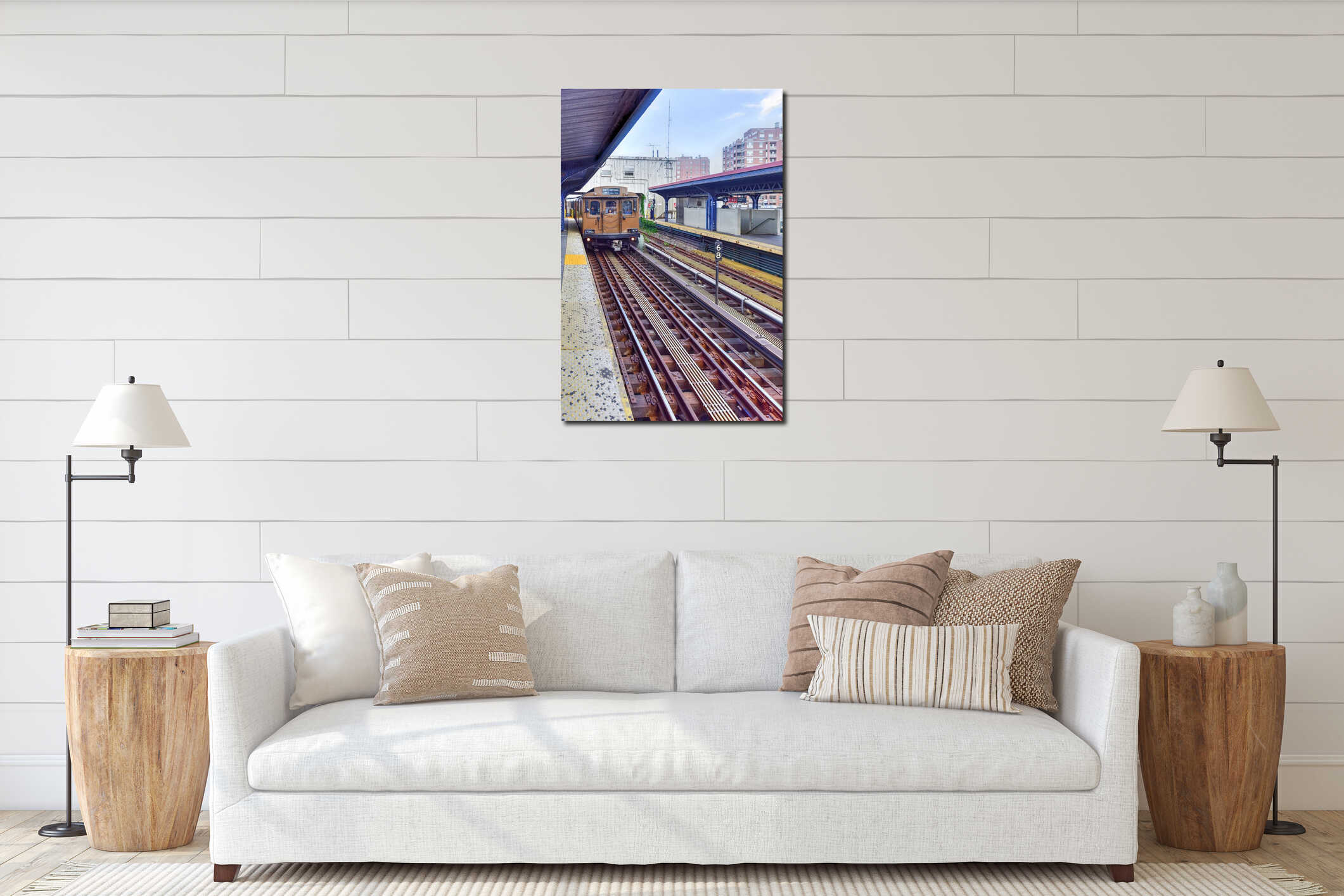 Canvas hanging interior mockup