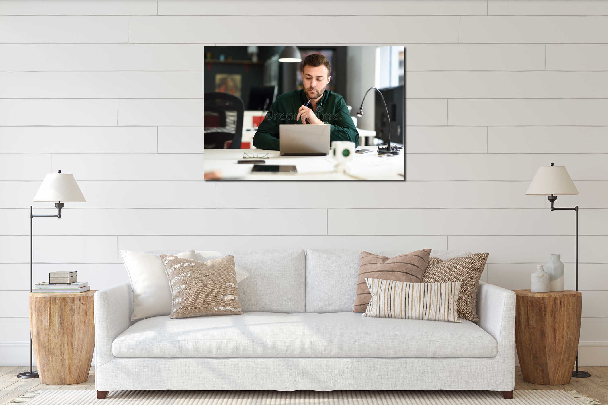 Canvas hanging interior mockup