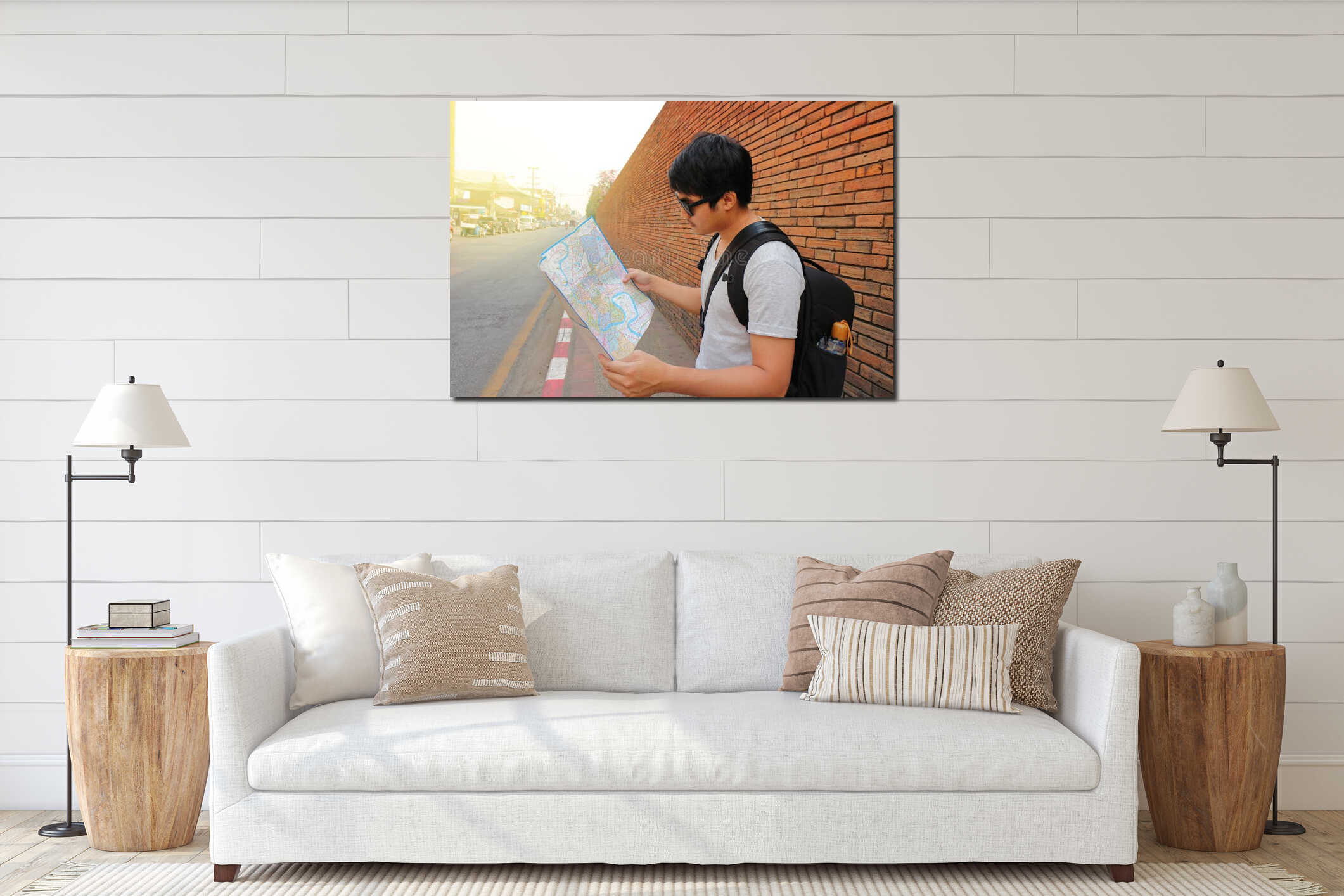 Canvas hanging interior mockup
