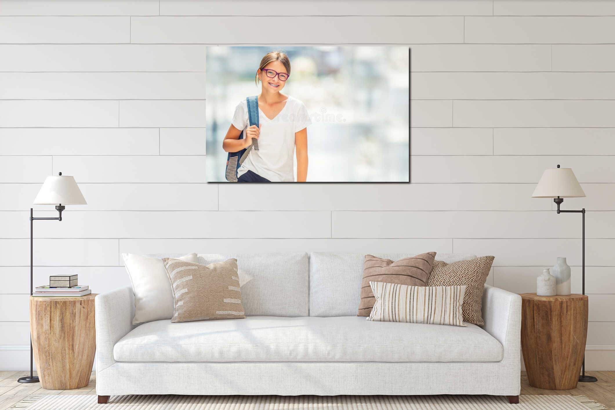 Canvas hanging interior mockup