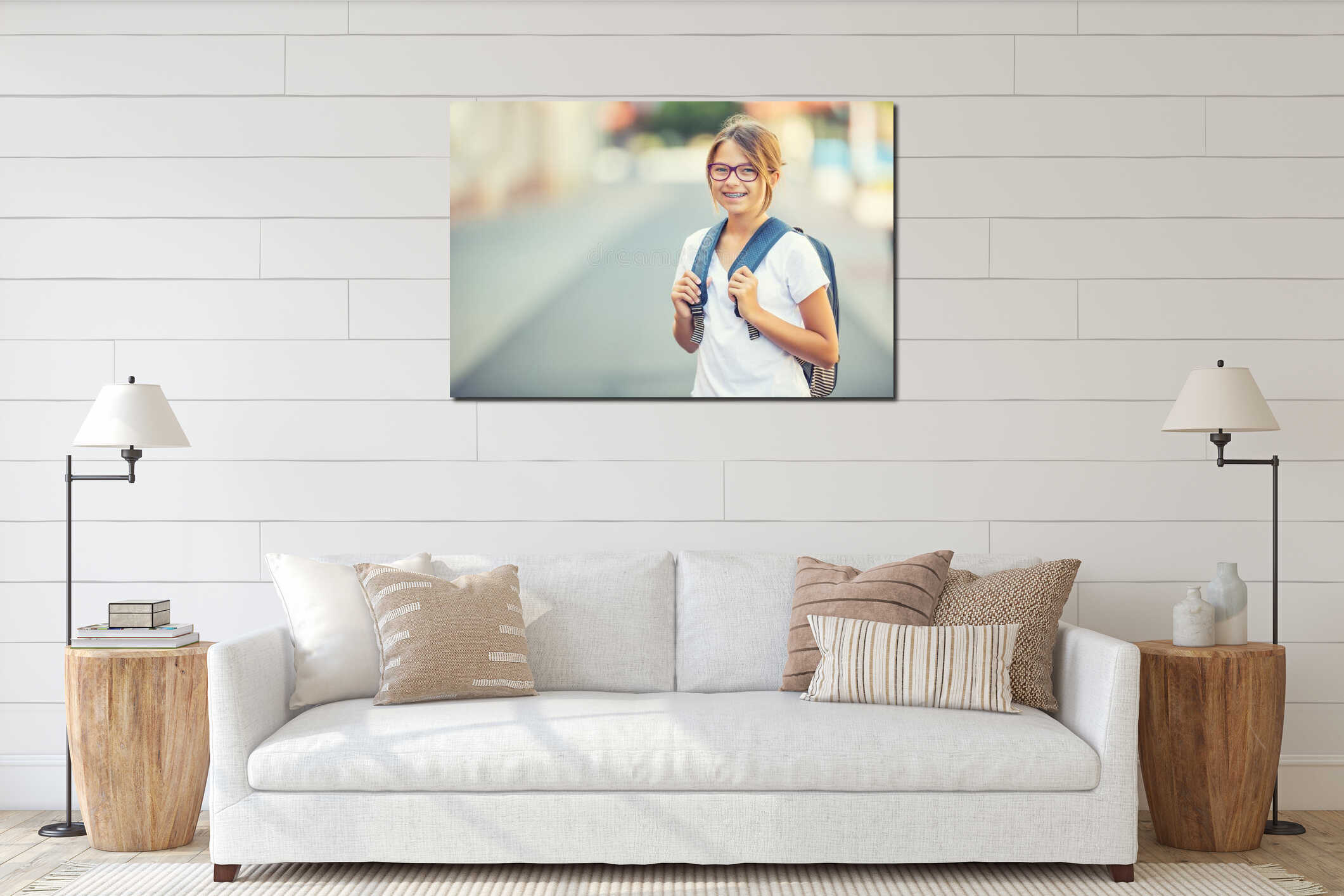 Canvas hanging interior mockup