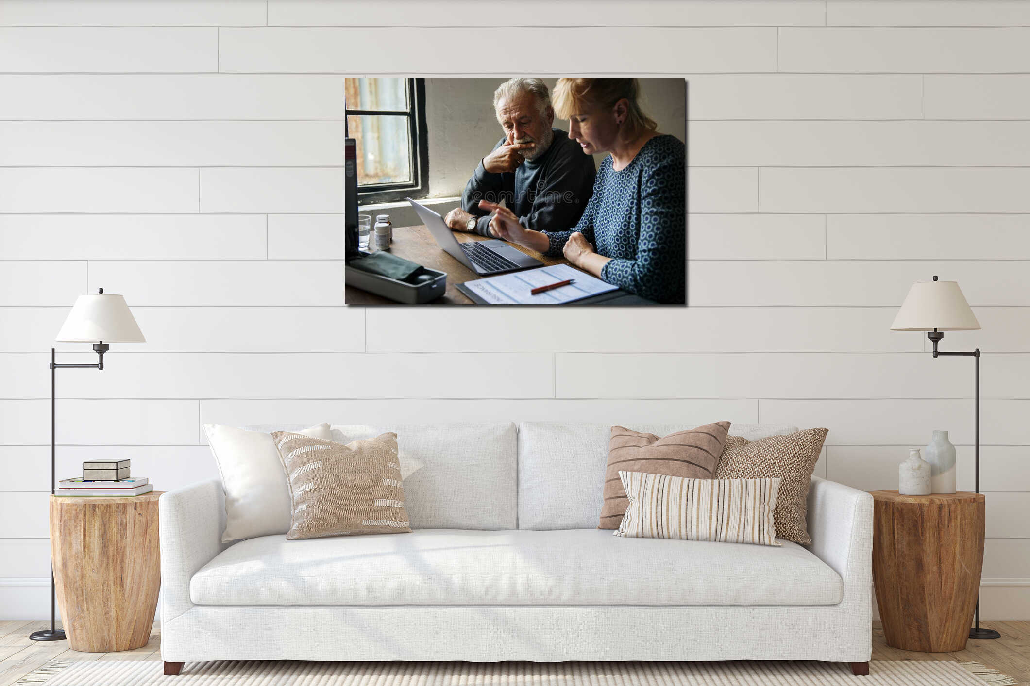 Canvas hanging interior mockup