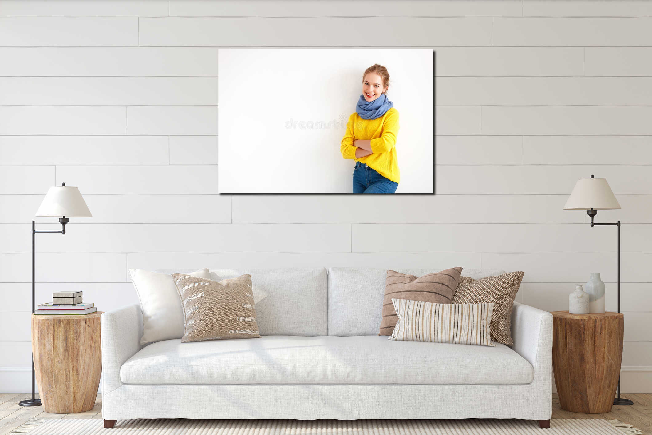 Canvas hanging interior mockup