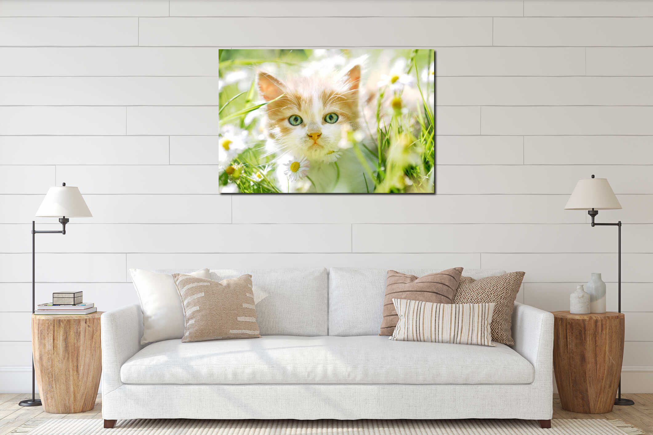 Canvas hanging interior mockup
