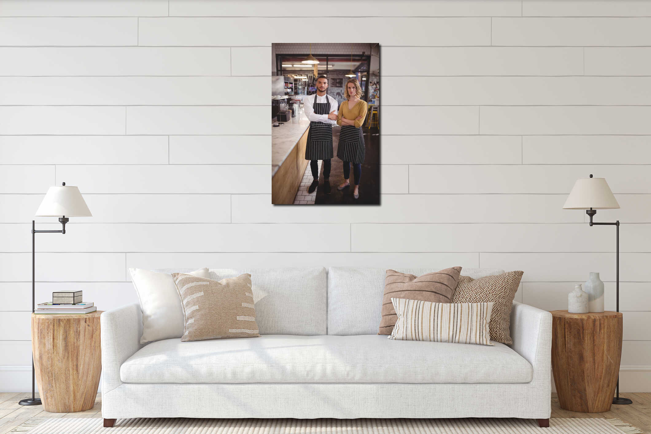 Canvas hanging interior mockup