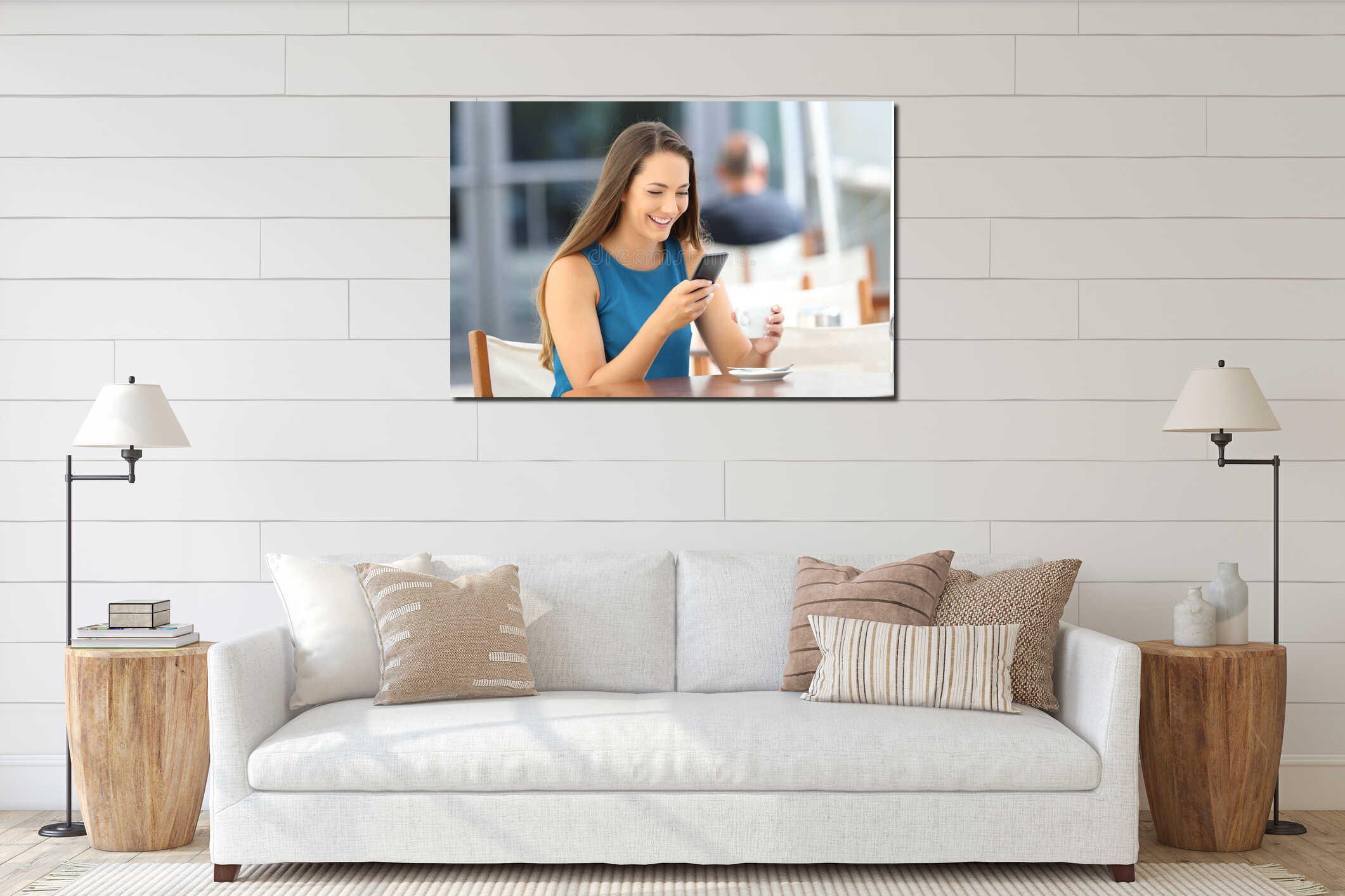 Canvas hanging interior mockup
