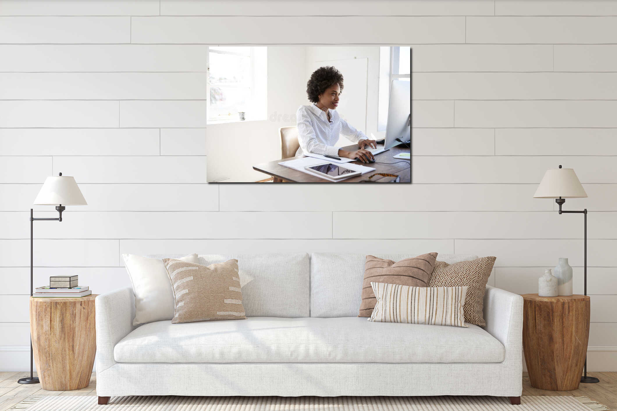 Canvas hanging interior mockup