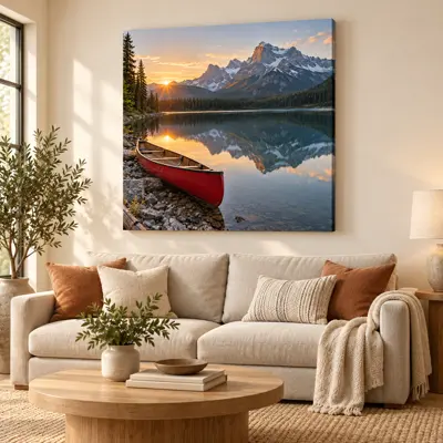 Example artwork displayed on a wall for Create an AI photo