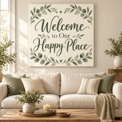 Example artwork displayed on a wall for Create a sign or design